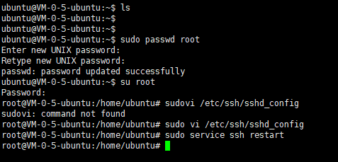ubuntu开启root登录